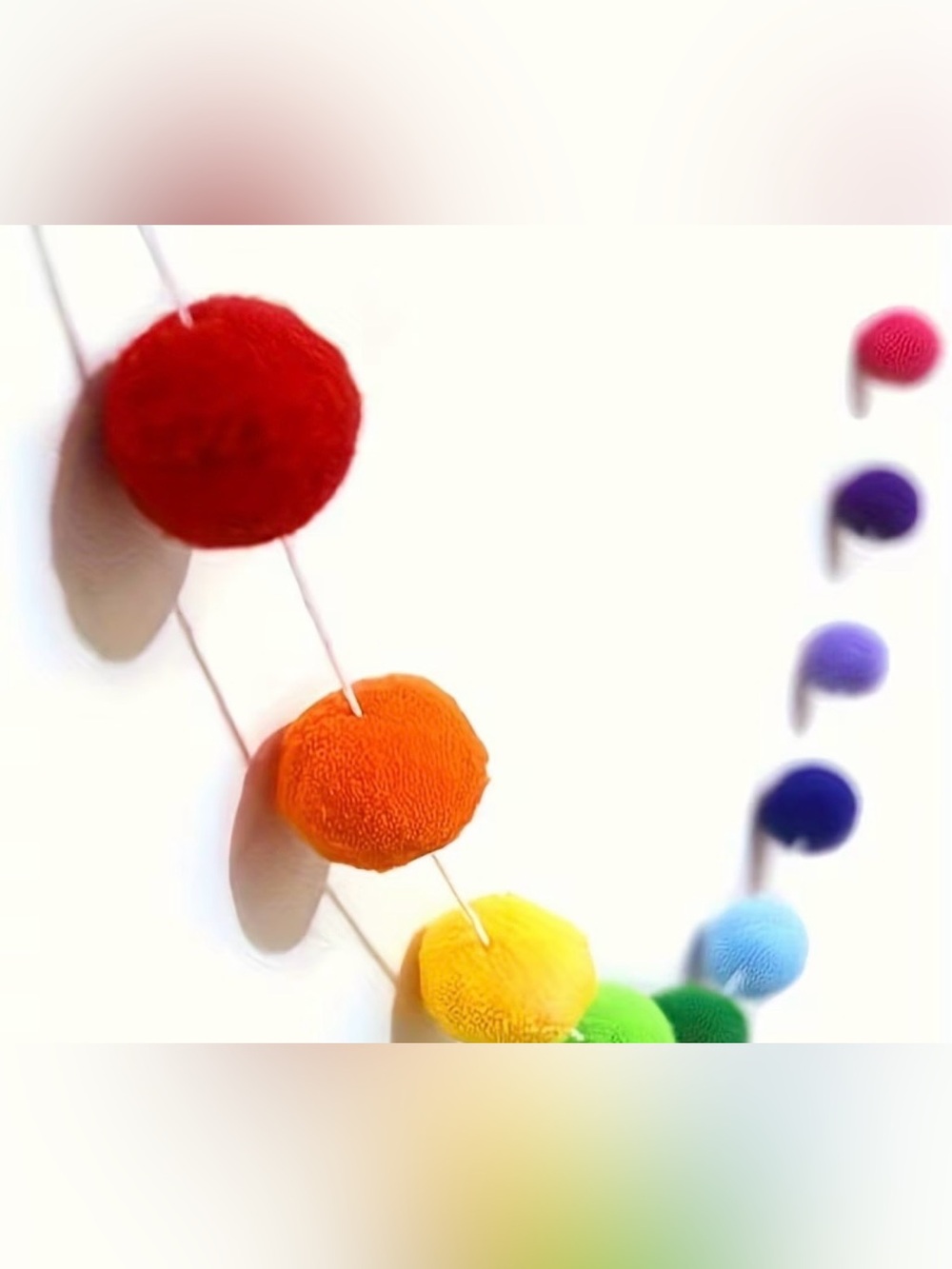 Colorful Pom Pom Garland - Rainbow Felt Ball String set of 2